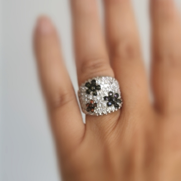 Nwt silver CZ pave ring 14k white gold overlay - Picture 1 of 4